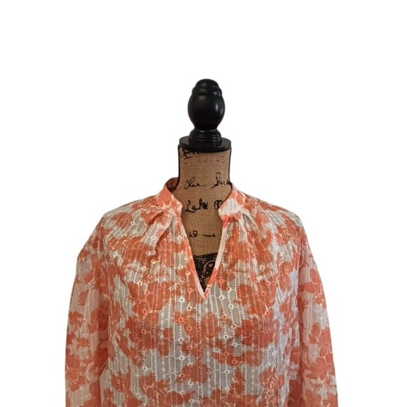 SHEIN Curve Orange and White Floral Top 0XL 10 0512 - Picture 4 of 8